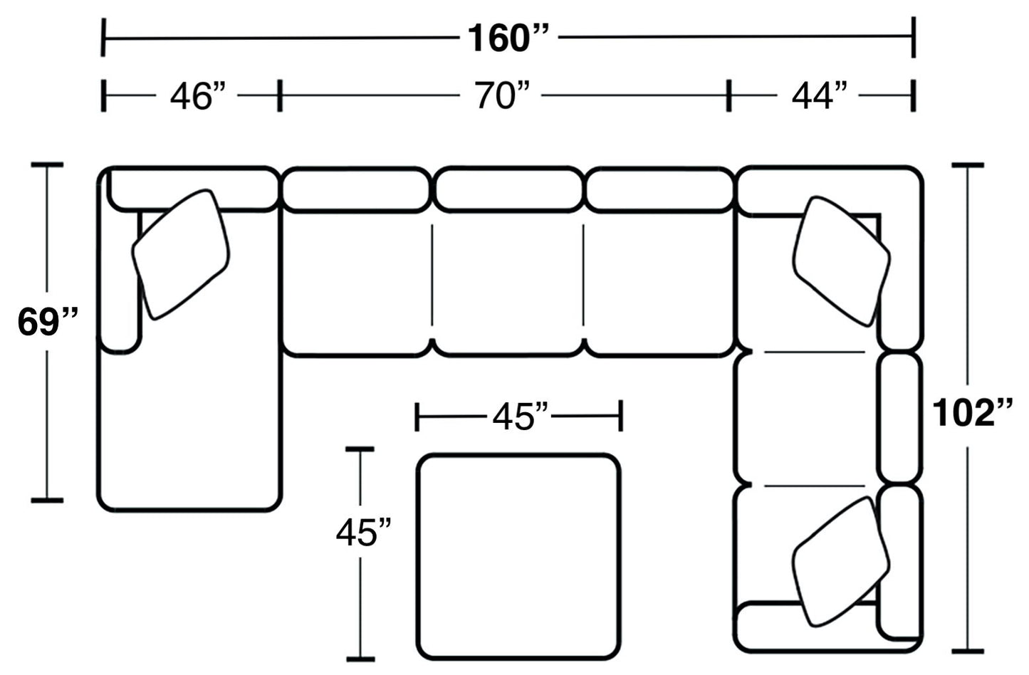 Royce - Sectional With Cocktail Ottoman