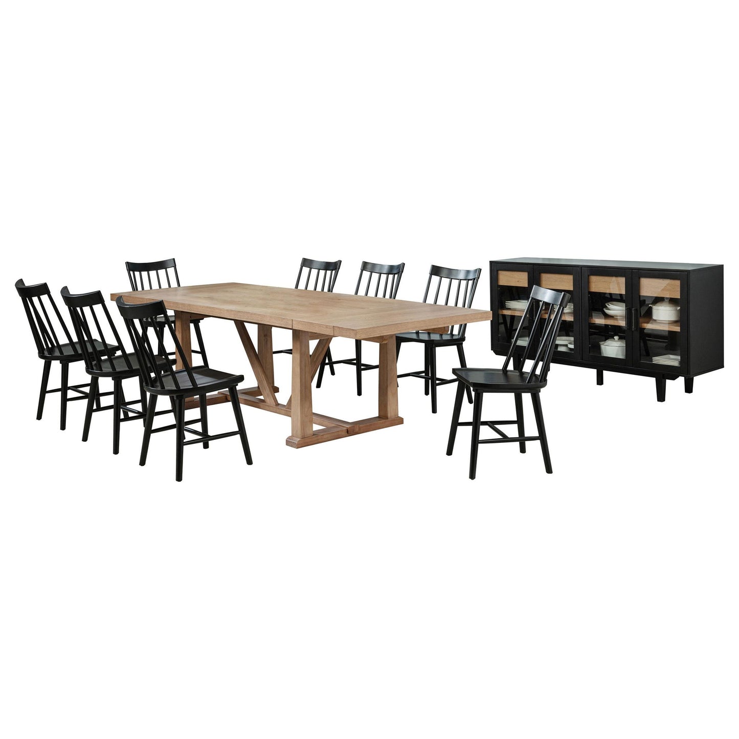 Middleton 10-piece Extension Leaf Dining Set Natural Brown and Black