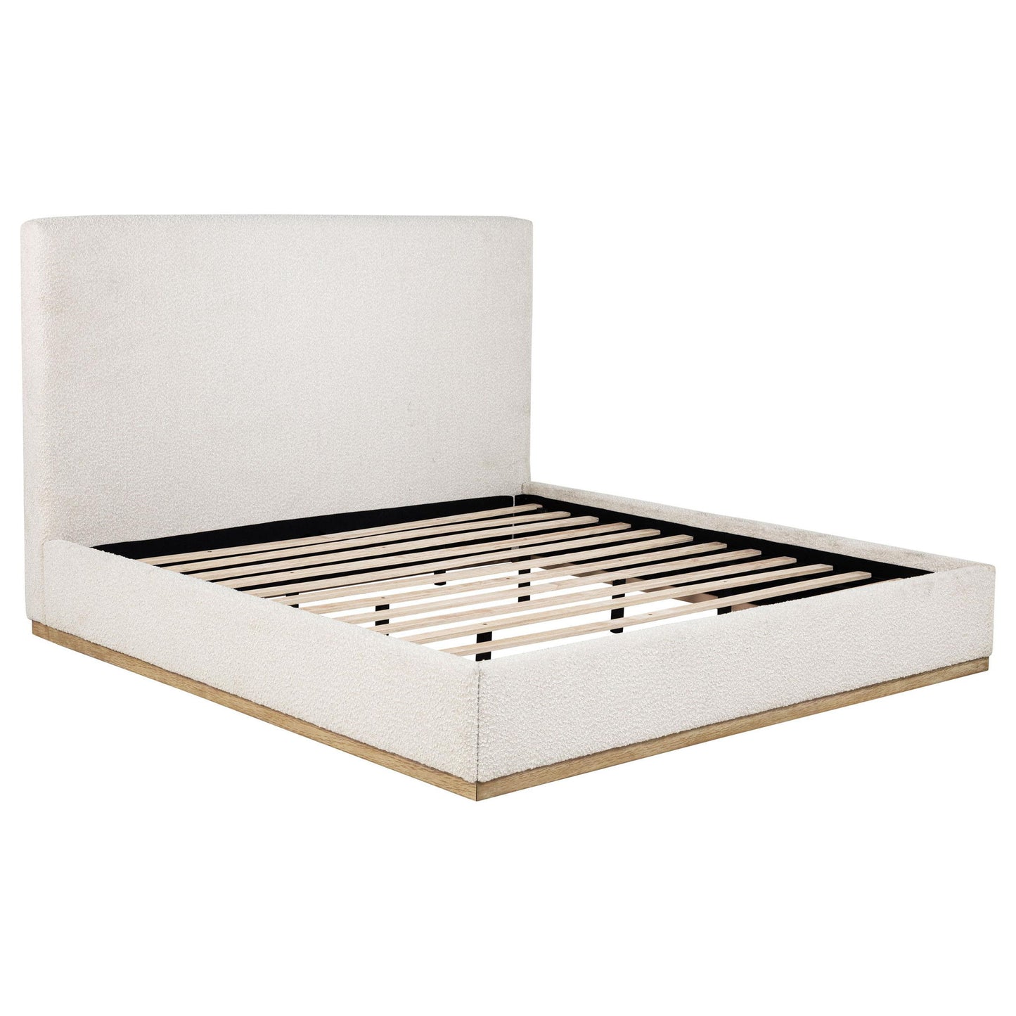Knox Eastern King Bouclé Upholstered Platform Bed Cream