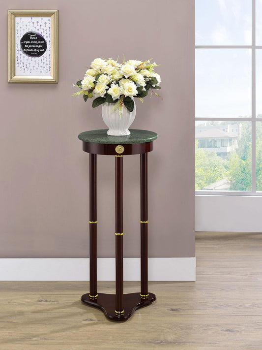 Edie Round Marble Top Plant Stand Merlot