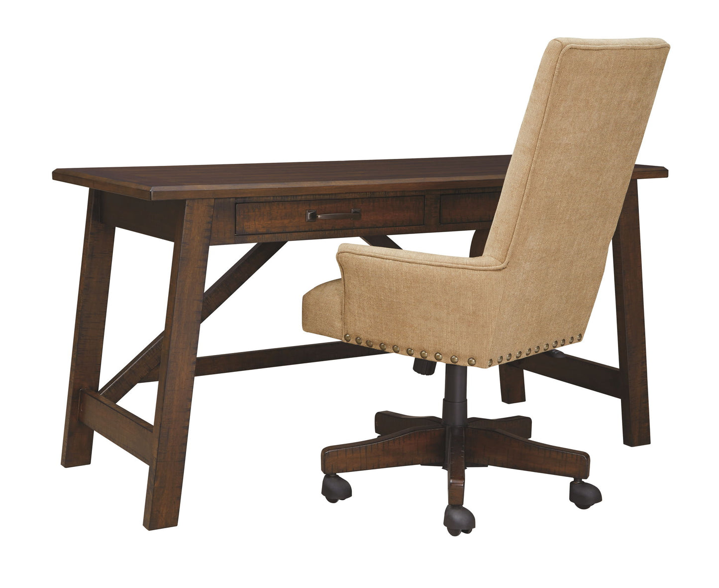 Baldridge - Home Office Large Leg Desk - Rustic Brown