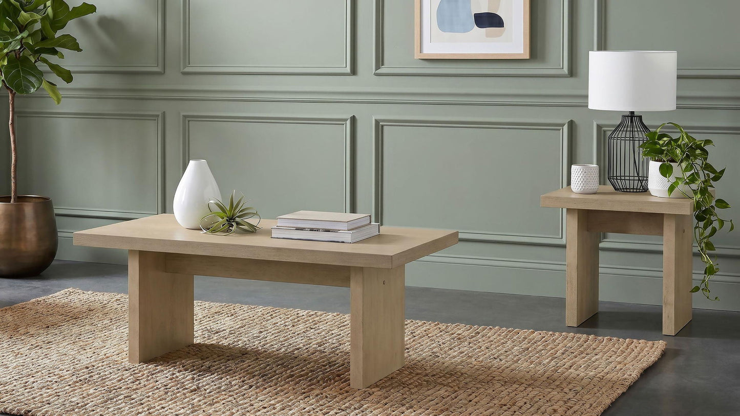 Decker 2-piece Coffee and End Table Set Natural Oak