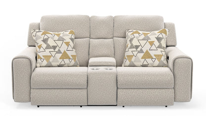 Micah - Power Headrest Power Deep Seat Reclining Console Loveseat - Oatmeal