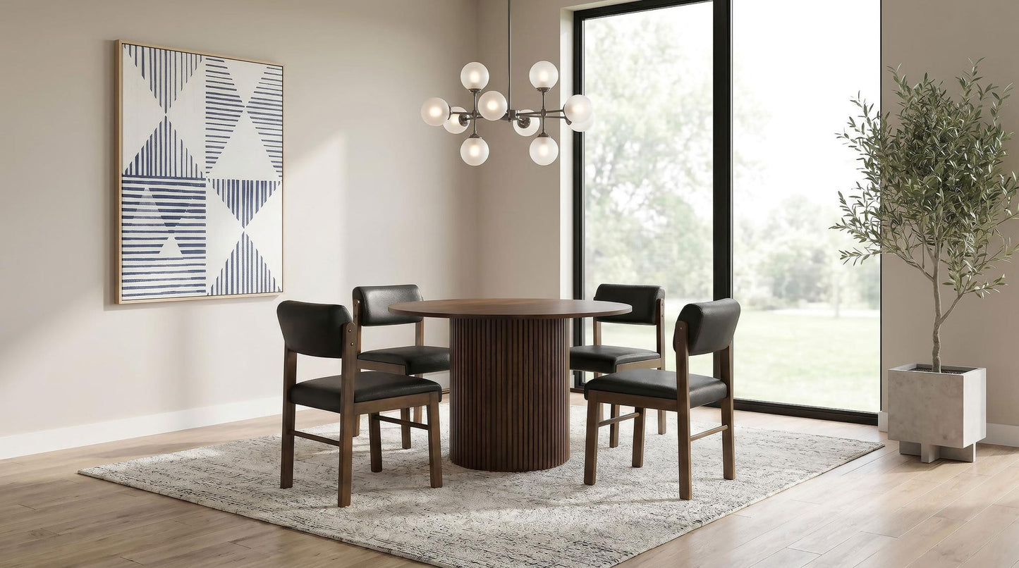 Hamlyn 5-piece Round Wood Dining Set Black and Walnut
