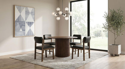 Hamlyn 5-piece Round Wood Dining Set Black and Walnut