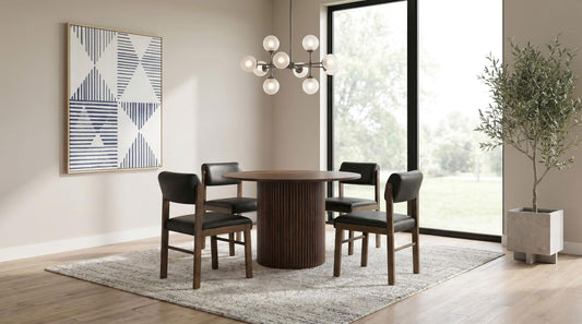Hamlyn 5-piece Round Wood Dining Set Black and Walnut
