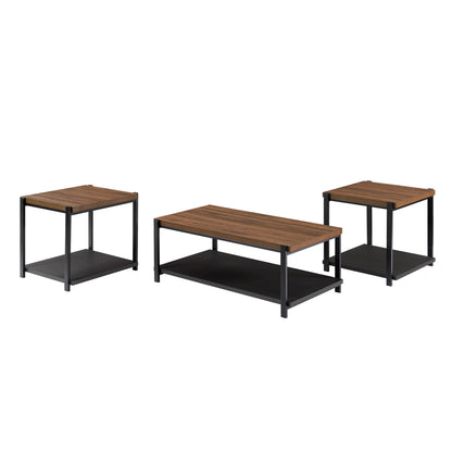 Linea - 3 Piece Occasional Set (1 Coffee & 2 End Tables) - Black / Brown