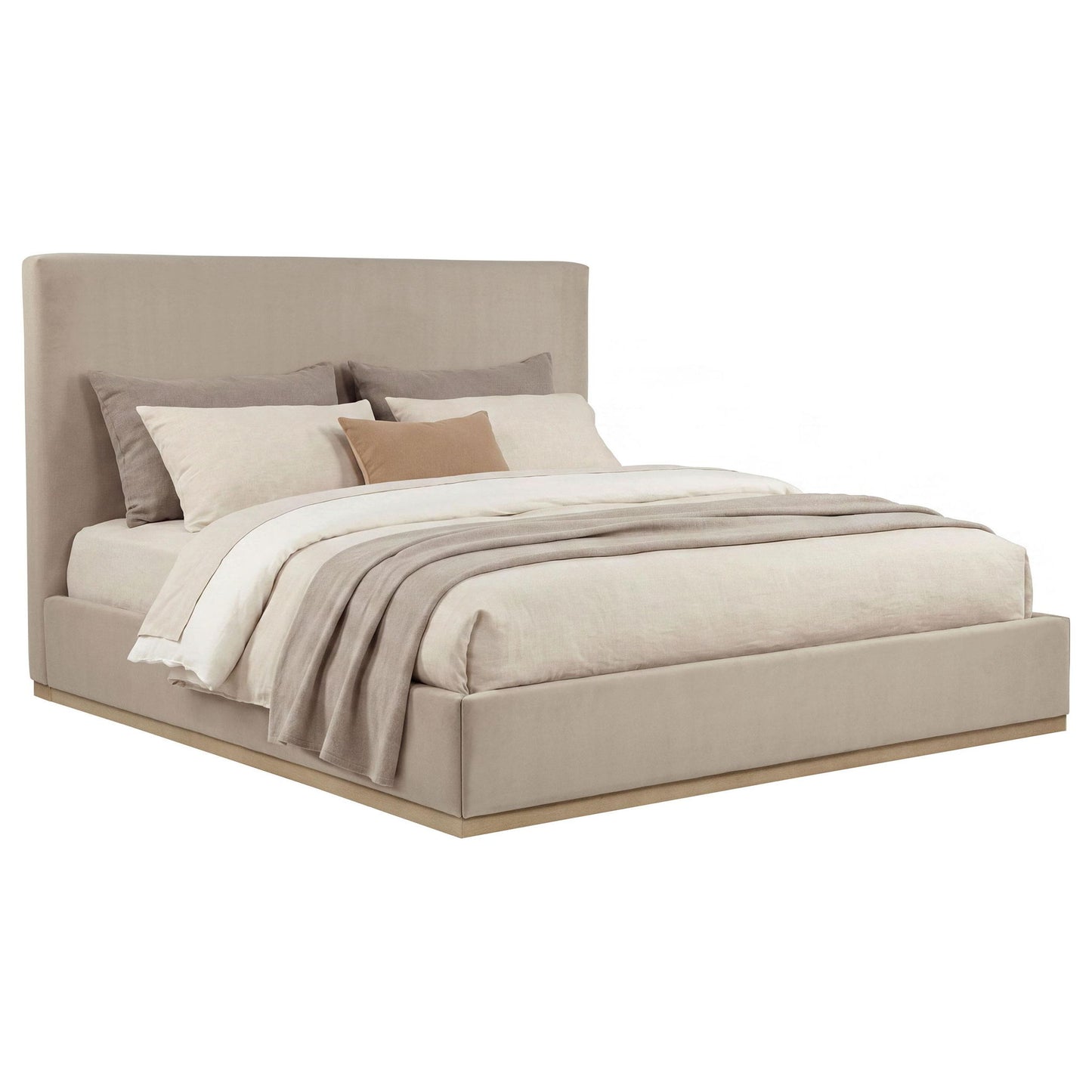 Knox Eastern King Fabric Upholstered Platform Bed Khaki