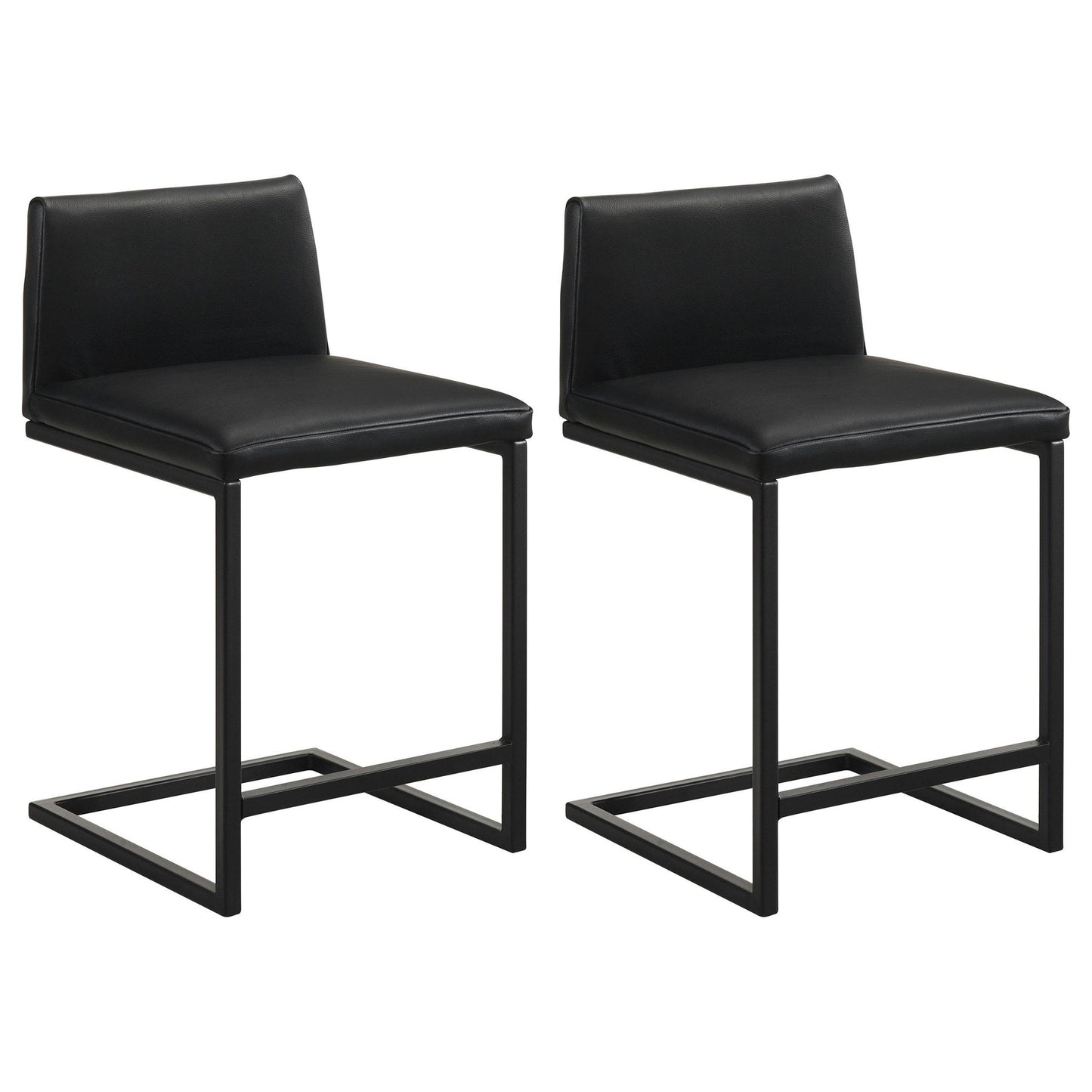 Vardon Genuine Leather Counter Height Chair Black (Set of 2)