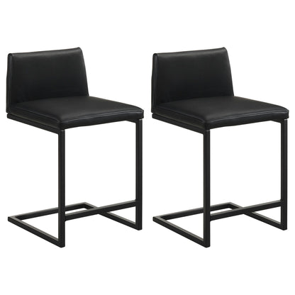 Vardon Genuine Leather Counter Height Chair Black (Set of 2)