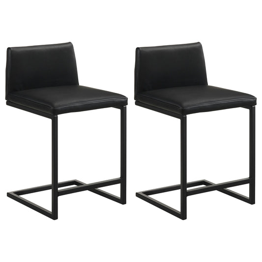 Vardon Genuine Leather Counter Height Chair Black (Set of 2)