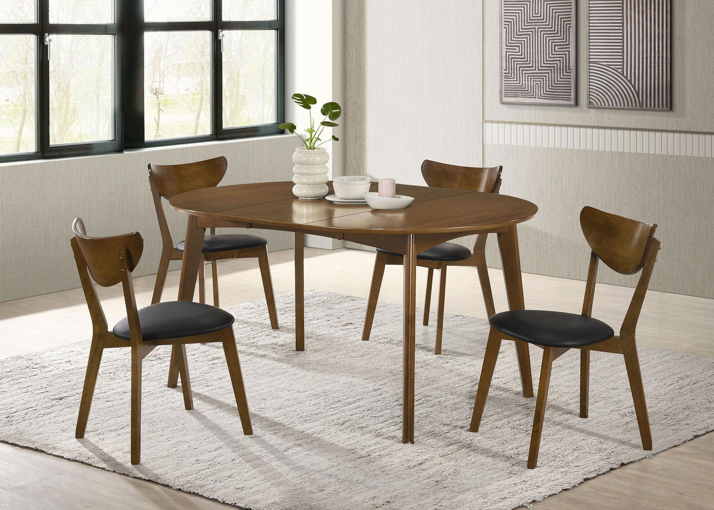 Jedda 5-piece Oval Dining Table Set Dark Walnut