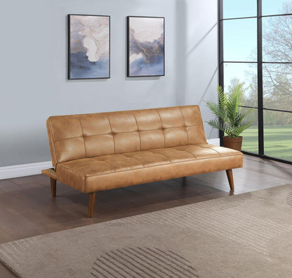 Jenson Upholstered Tufted Convertible Sofa Bed Saddle Brown