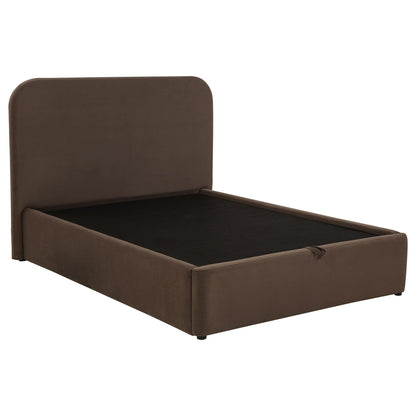 Anders Upholstered Full Storage Lift Platform Bed Chocolate
