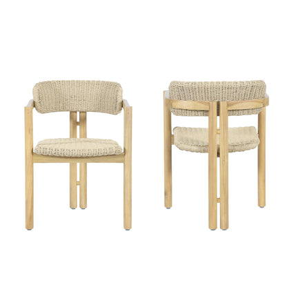 Sedona - Wood And Wicker Patio Dining Chair (Set of 2) - Natural / Brown