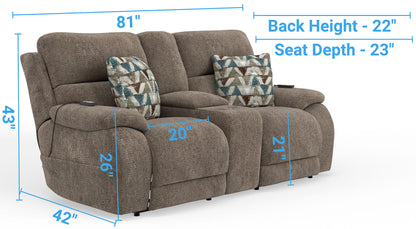 Joya - Power Headrest Power Lay Flat Reclining Console Loveseat With CR3 Heat/Massage/Lumbar/ZG