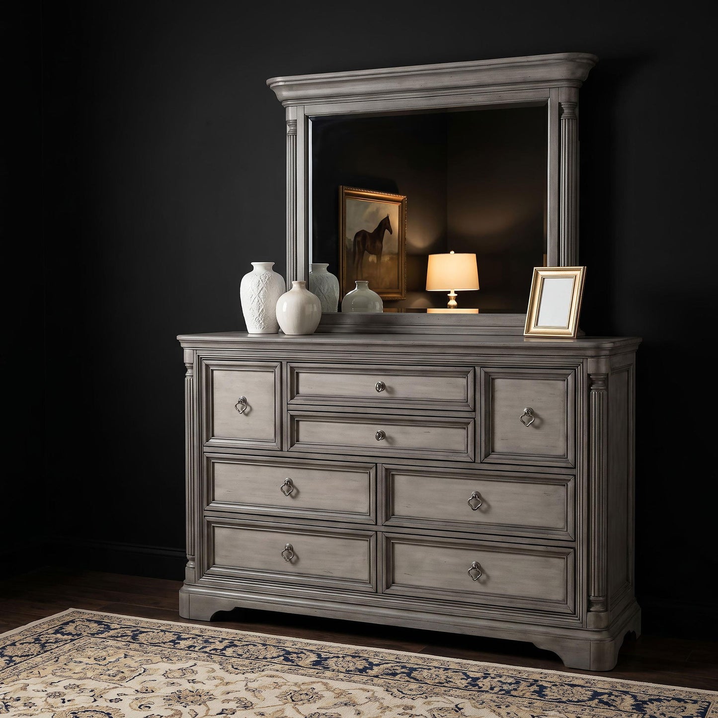 Cresswell 8-drawer Dresser with Mirror Weathered Taupe