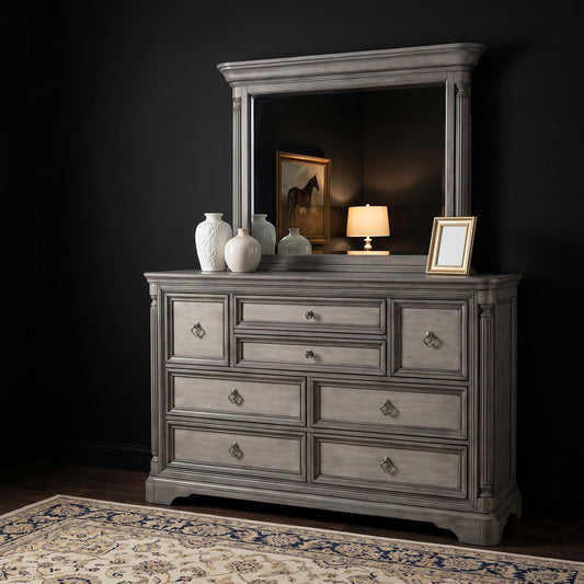 Cresswell 8-drawer Dresser with Mirror Weathered Taupe