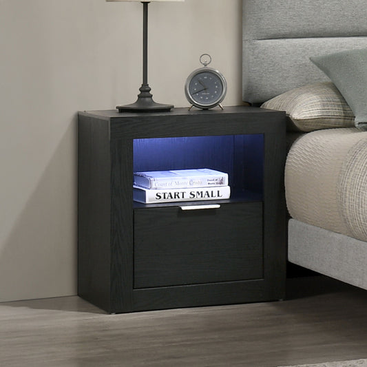 Asher - Nightstand With LED Light - Smoke
