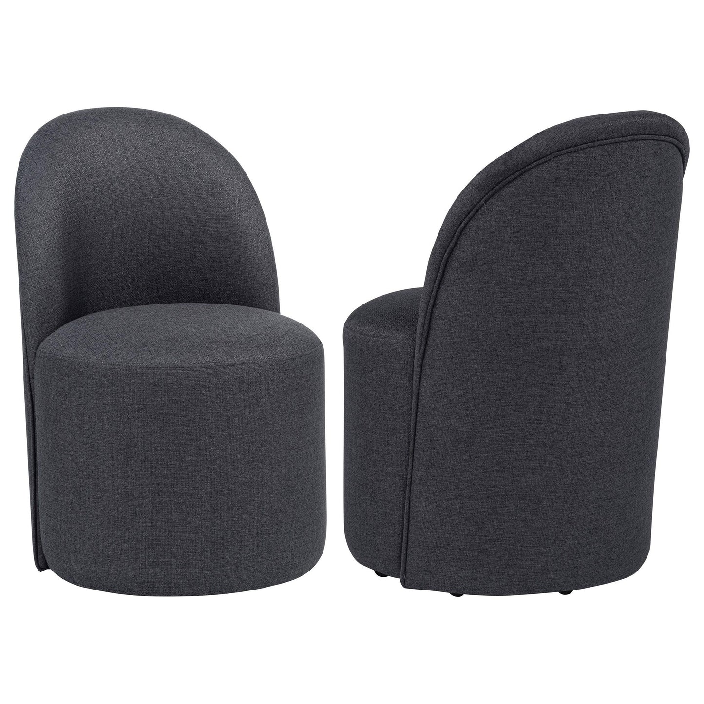 Aubrey Upholstered Barrel Dining Side Chair Charcoal (Set of 2)