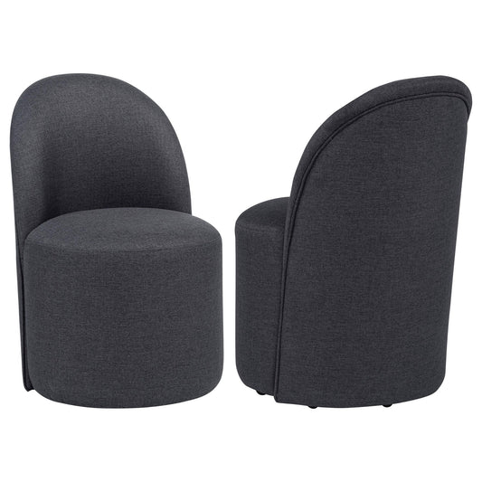 Aubrey Upholstered Barrel Dining Side Chair Charcoal (Set of 2)