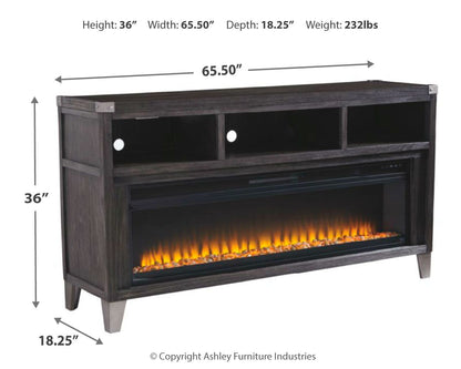 Todoe - 2 Pc. - 65" TV Stand With Wide Fireplace Insert - Gray