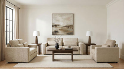 Amador 3-piece Chenille Upholstered Track Arm Sofa Set Camel