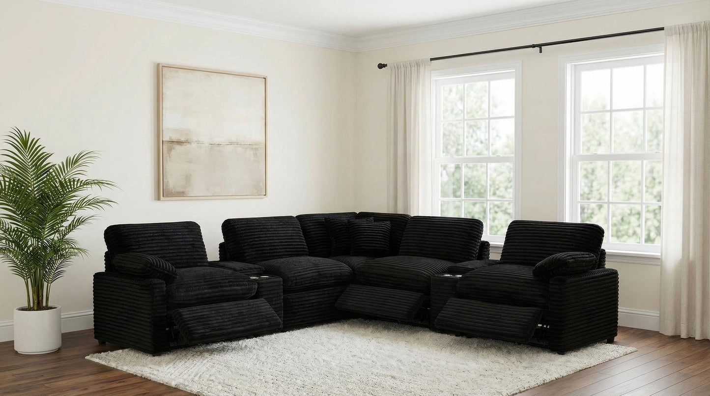 Collins 7-piece Modular Power Reclining Sectional Black