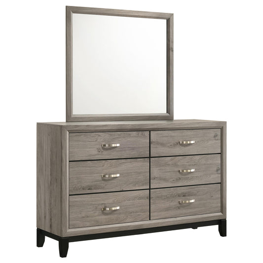 Valen 6-drawer Bedroom Dresser and Mirror Light Taupe