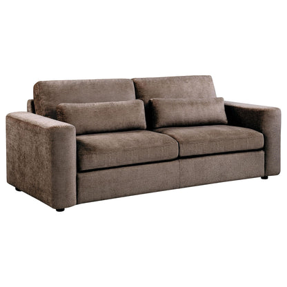 Amador Chenille Upholstered Track Arm Sofa Chocolate