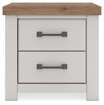 Savonport - Two Drawer Night Stand - White / Brown
