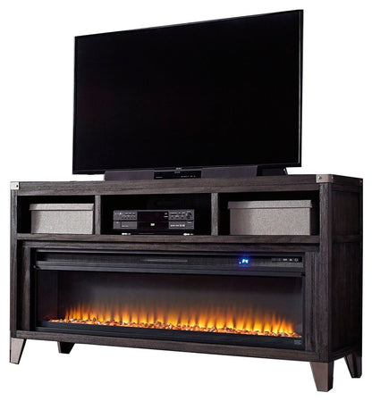 Todoe - 2 Pc. - 65" TV Stand With Wide Fireplace Insert - Gray