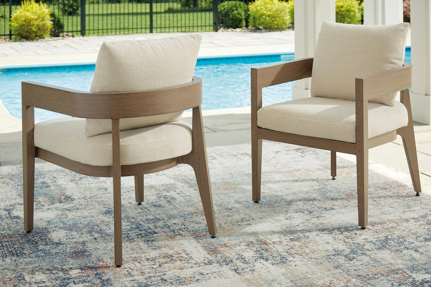 Serene Bay - Arm Chair With Cushion (Set of 2) - Dark Brown / White