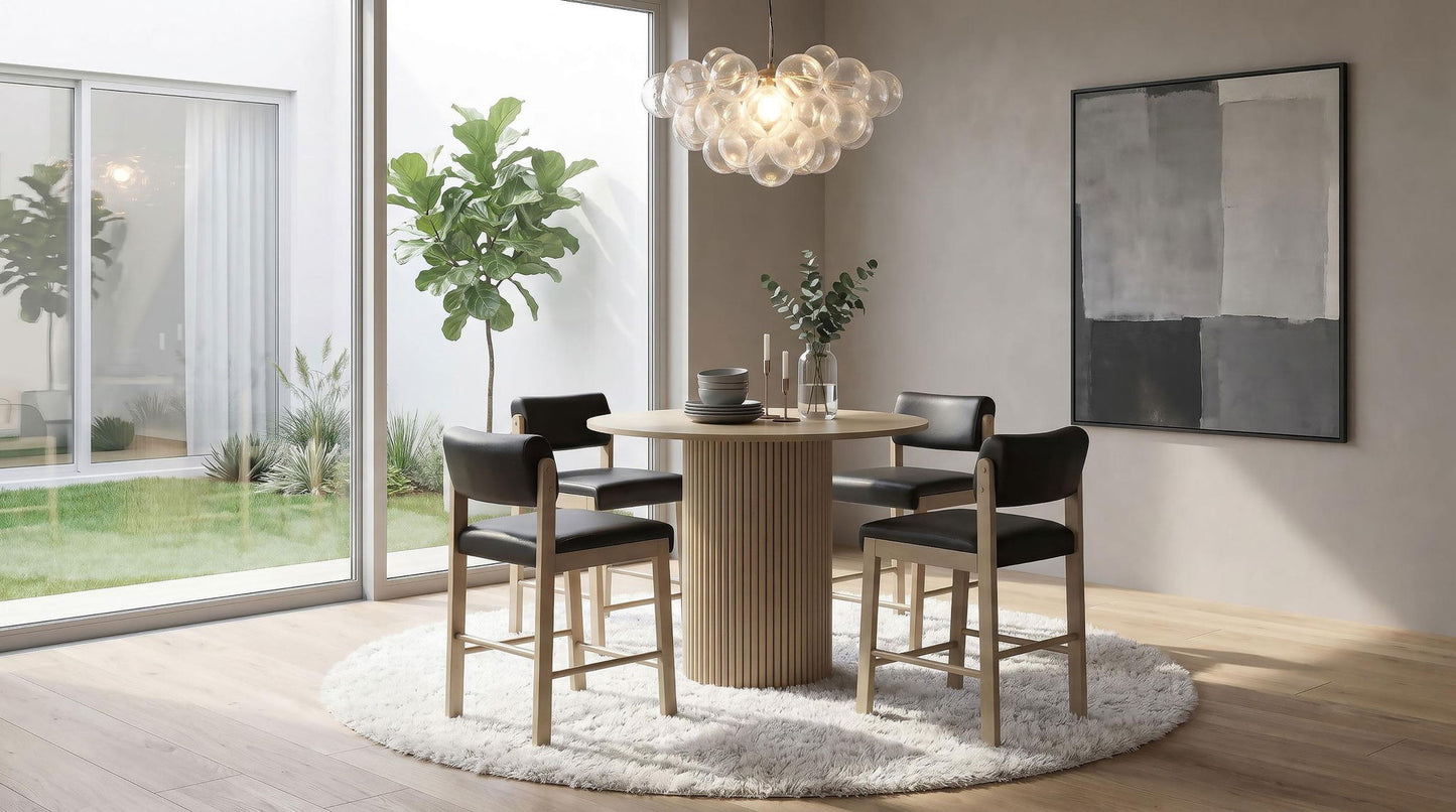 Hamlyn 5-piece Round Wood Counter Height Dining Set Black and Natural Oak