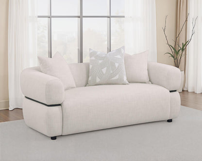 Jeanette 73-inch Fabric Upholstered Round Arm Loveseat Beige