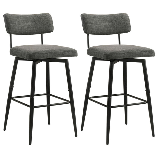 Levine Fabric Upholstered Swivel Bar Chair Grey (Set of 2)