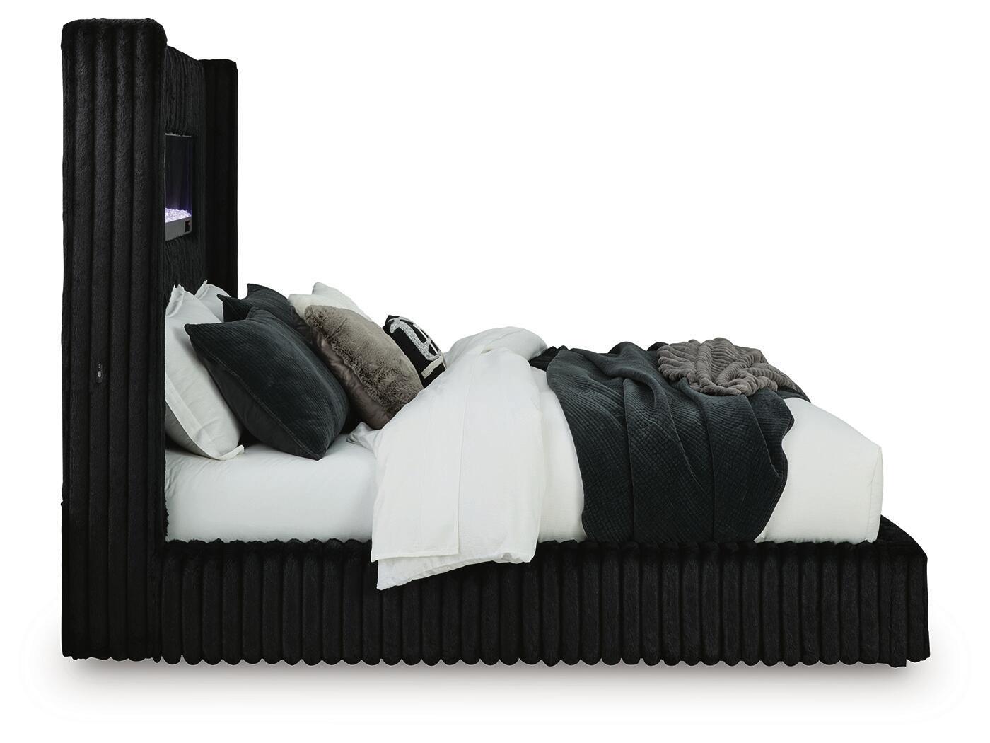 Tayleena - Upholstered Bed With Fireplace And Wireless Audio