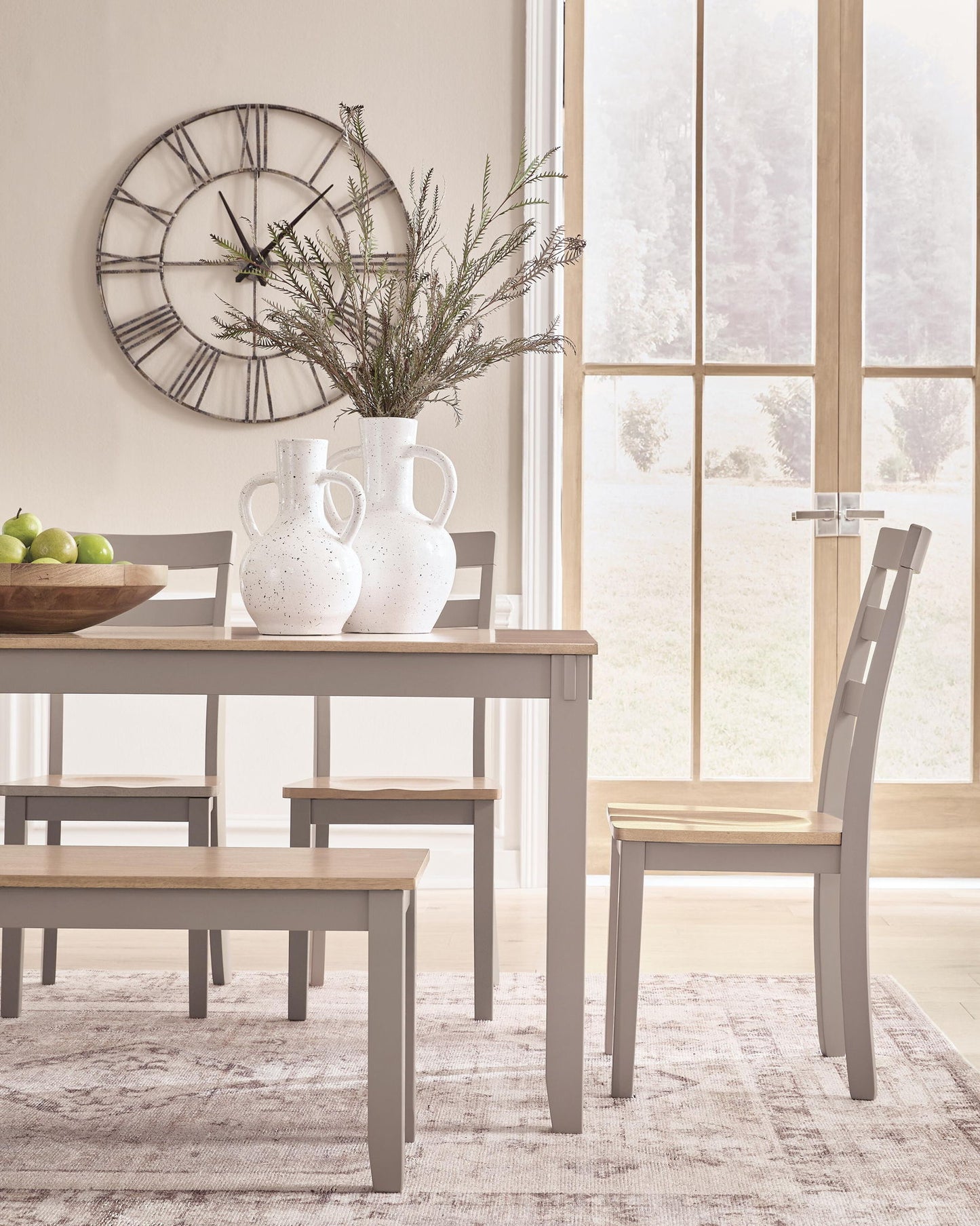 Harperfeld - Dining Room Table Set (Set of 6) - Natural / Gray
