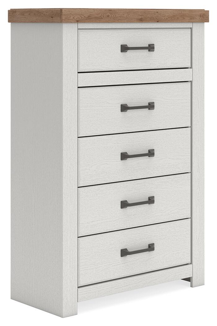 Savonport - Five Drawer Chest - White / Brown