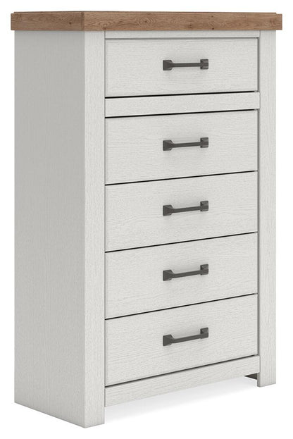 Savonport - Five Drawer Chest - White / Brown
