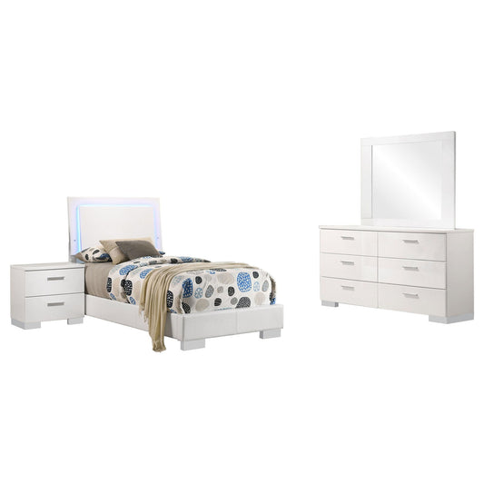 Felicity 4-piece Twin Bedroom Set White High Gloss