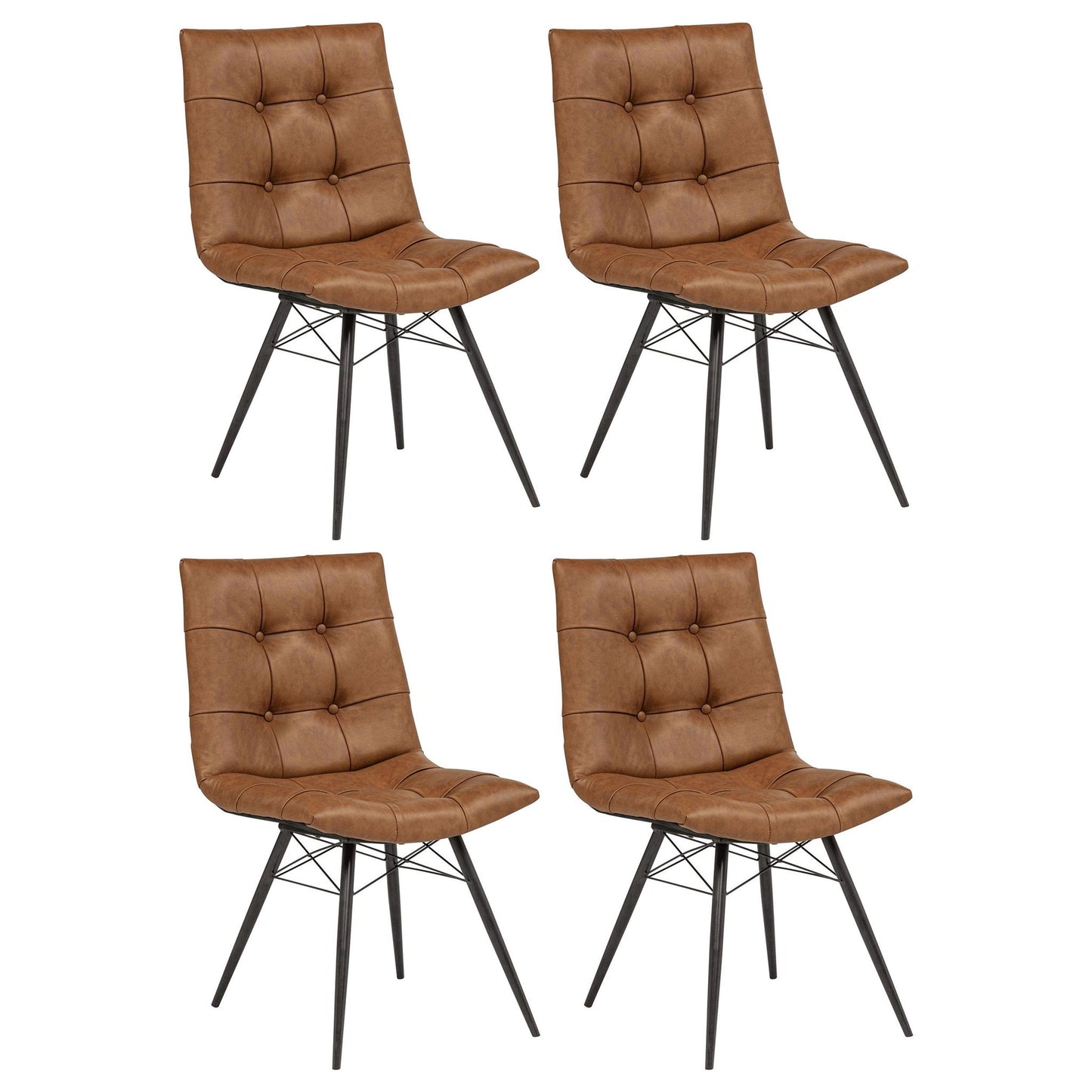 Aiken Faux Leather Upholstered Dining Side Chair Saddle Brown (Set of 4)