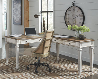 Realyn - Home Office L Shaped Desk - White / Brown