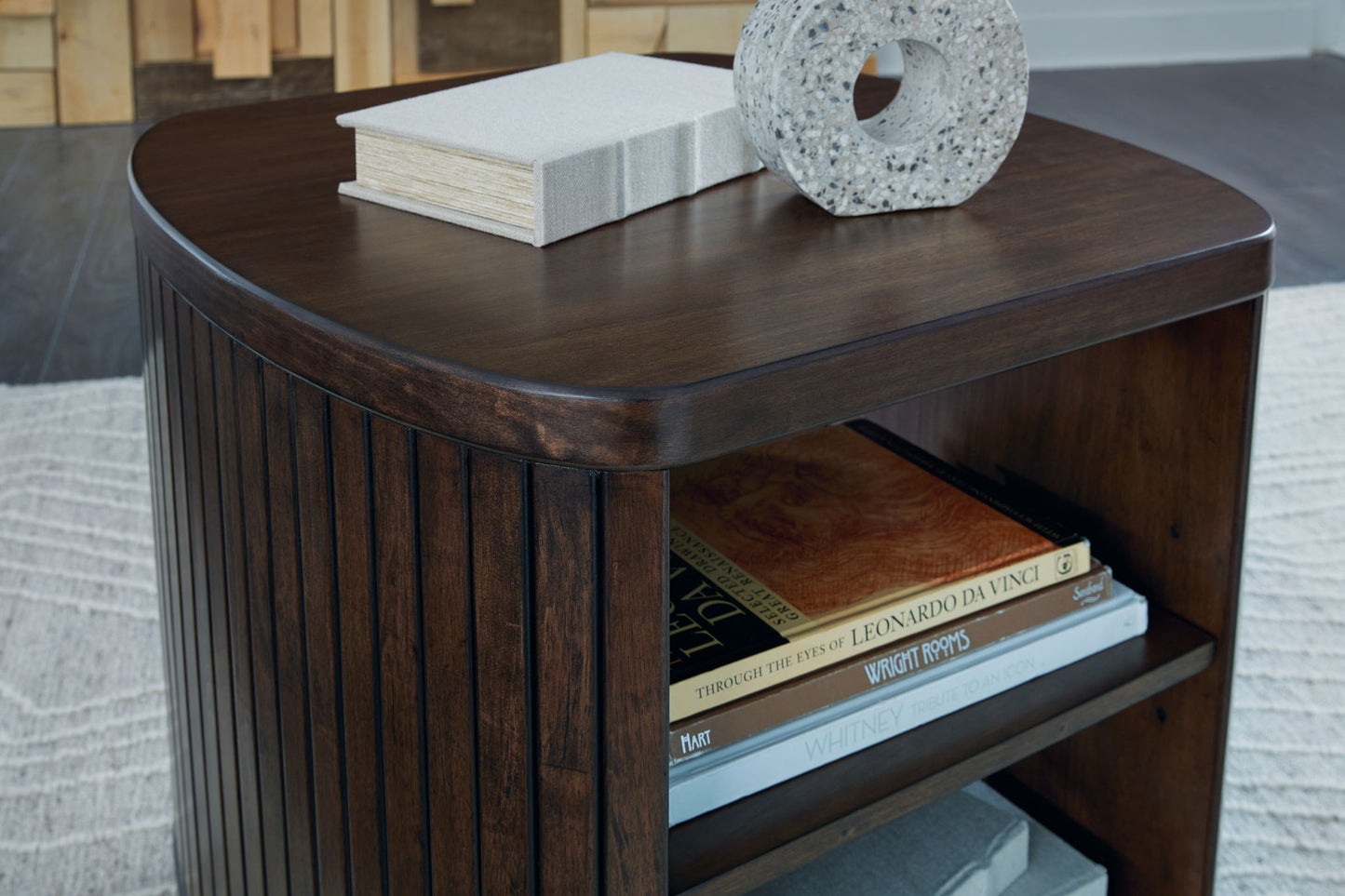 Korestone - Square End Table - Dark Brown
