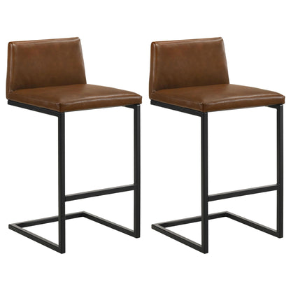 Vardon Genuine Leather Bar Stool Dark Brown (Set of 2)