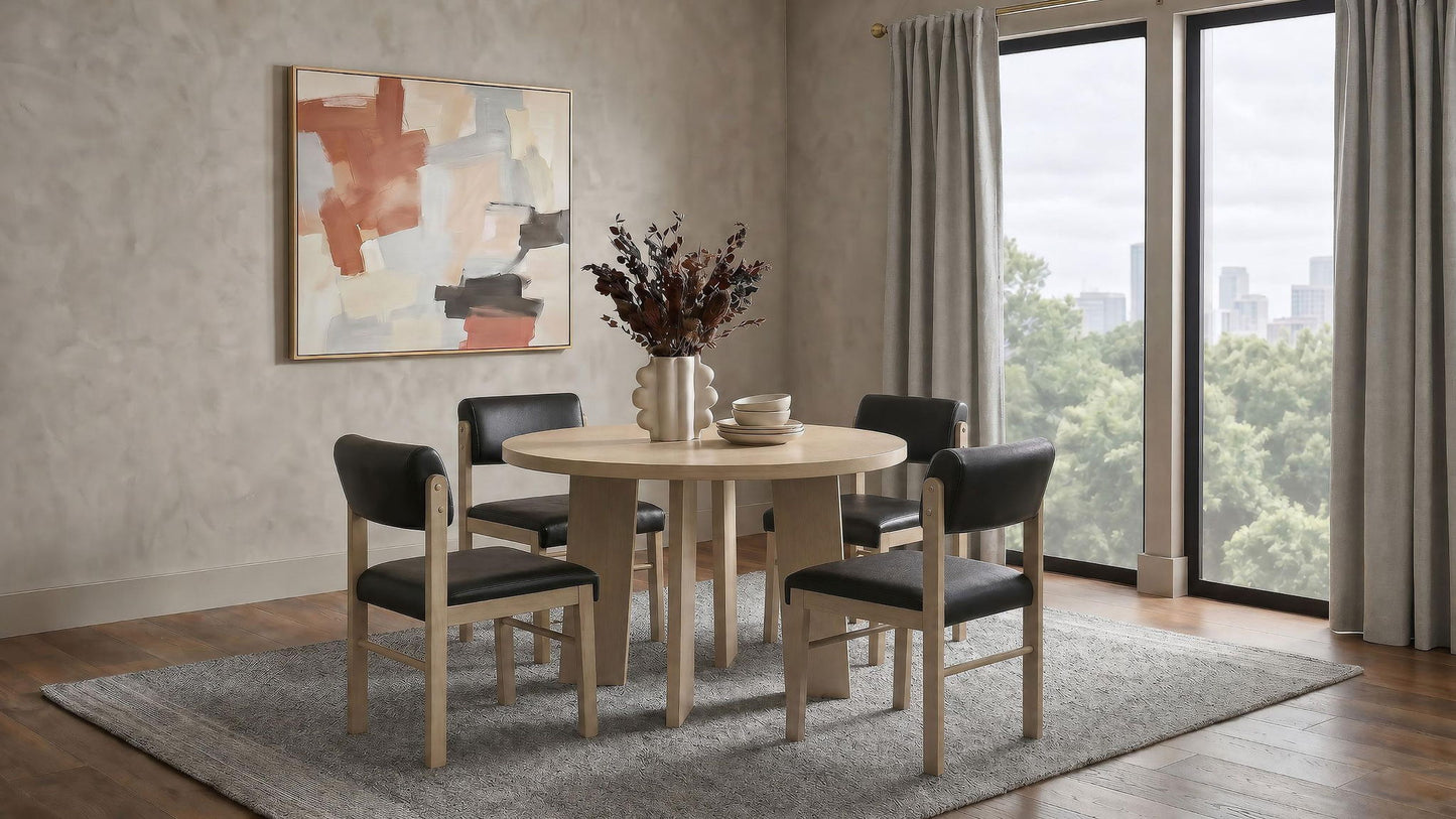 Strouse 5-piece Dining Set Black and Natural Oak