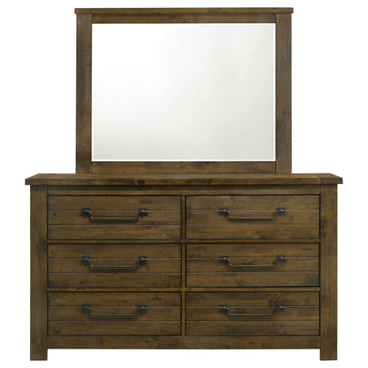 Doherty 6-drawer Dresser with Mirror Rustic Brown