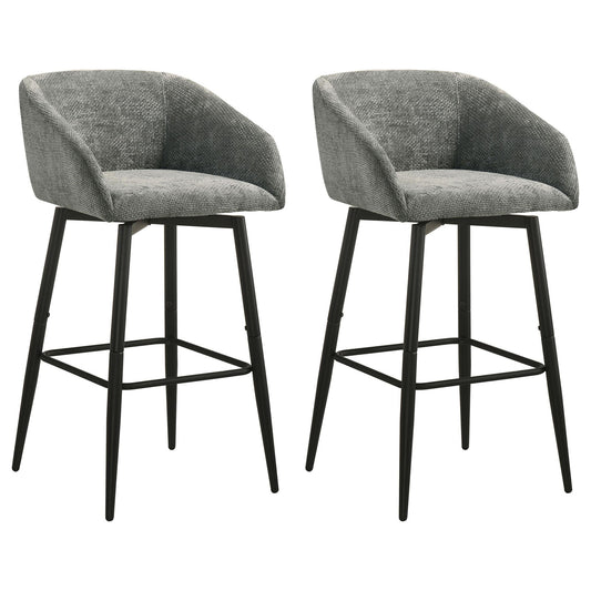 Rainer Fabric Upholstered Swivel Bar Chair Charcoal (Set of 2)