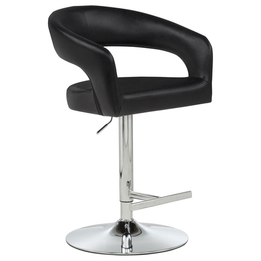 Travia Leatherette Upholstered Adjustable Bar Stool Black