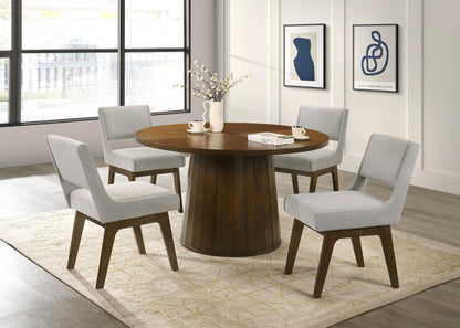 Galindo 5-piece 52-inch Round Dining Set Light Grey and Walnut